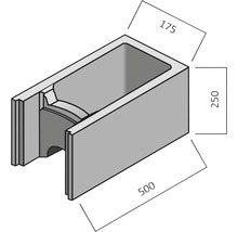 Kanalstein mit den Maßen 175 x 250 x 500 Millimeter