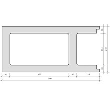 Technische Zeichnung eines Sturzes mit Maßangaben