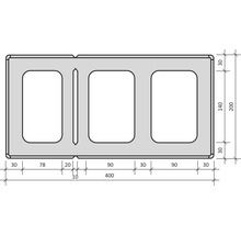 Technische Zeichnung eines Mauersteins mit Abmessungen
