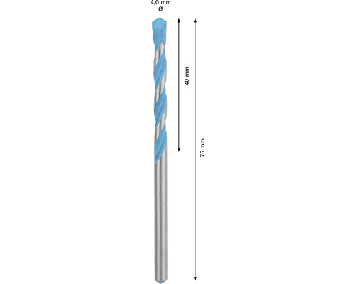 4,0 mm Steinbohrer mit einer Länge von 75 mm