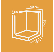 Technische Zeichnung einer Duschkabine mit den Maßen 40 cm, 40 cm, 80 cm und 7 cm