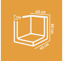 Technische Zeichnung einer Duschkabine mit Maßangaben: 40 cm Breite, 60 cm Höhe, 7 cm Tiefe