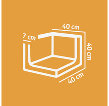 Skizze einer Eckverbindung mit den Maßen 40 cm x 40 cm x 7 cm
