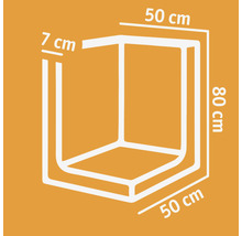 Technische Zeichnung einer Duschkabine mit Maßen: 50 cm Breite, 80 cm Höhe und 7 cm Tiefe