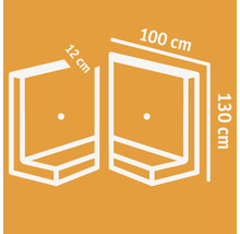 Technische Zeichnung eines Duschpaneels mit den Maßen 12 cm, 100 cm und 130 cm.