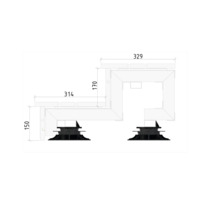 Technische Zeichnung einer Terrassenkonstruktion mit den Maßen 314, 329, 150 und 170.