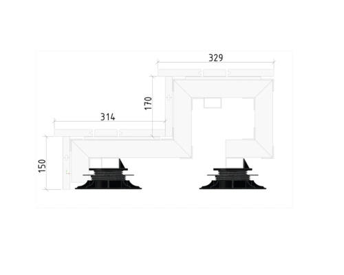 Seitenverblendung für Systemtreppe für Dielen, 2-stufig Kunststoff Grau