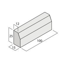 Zeichnung eines Bordsteins mit Abmessungen