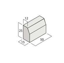 Abbildung eines Bordsteins mit den Maßen 12 x 25 x 50 cm