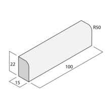 Abbildung eines Randsteins mit Abmessungen