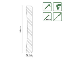 Profilleiste mit den Maßen 95 mm x 12 mm und Symbolen für Montagearten