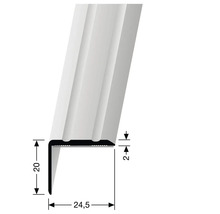 Treppenkantenprofil mit den Maßen 20 mm, 24,5 mm und 2 mm