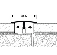Darstellung eines Übergangsprofils mit einer Breite von 31,5 mm, das zwei Bodenbeläge miteinander verbindet.