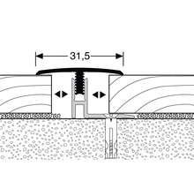 Illustration eines Übergangsprofils mit einer Breite von 31,5 Millimetern zwischen zwei Bodenbelägen