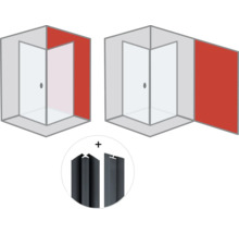 Eckdusche mit Seitenwand und Eckverbindungsprofil