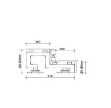 Technische Zeichnung eines Möbelstücks mit Maßangaben