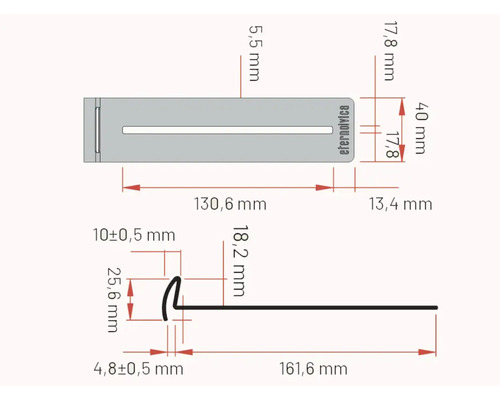 Abstandhalter Eterno Ivica Wand Edelstahl für 1 cm Fugenabstand, Inhalt 5 Stück