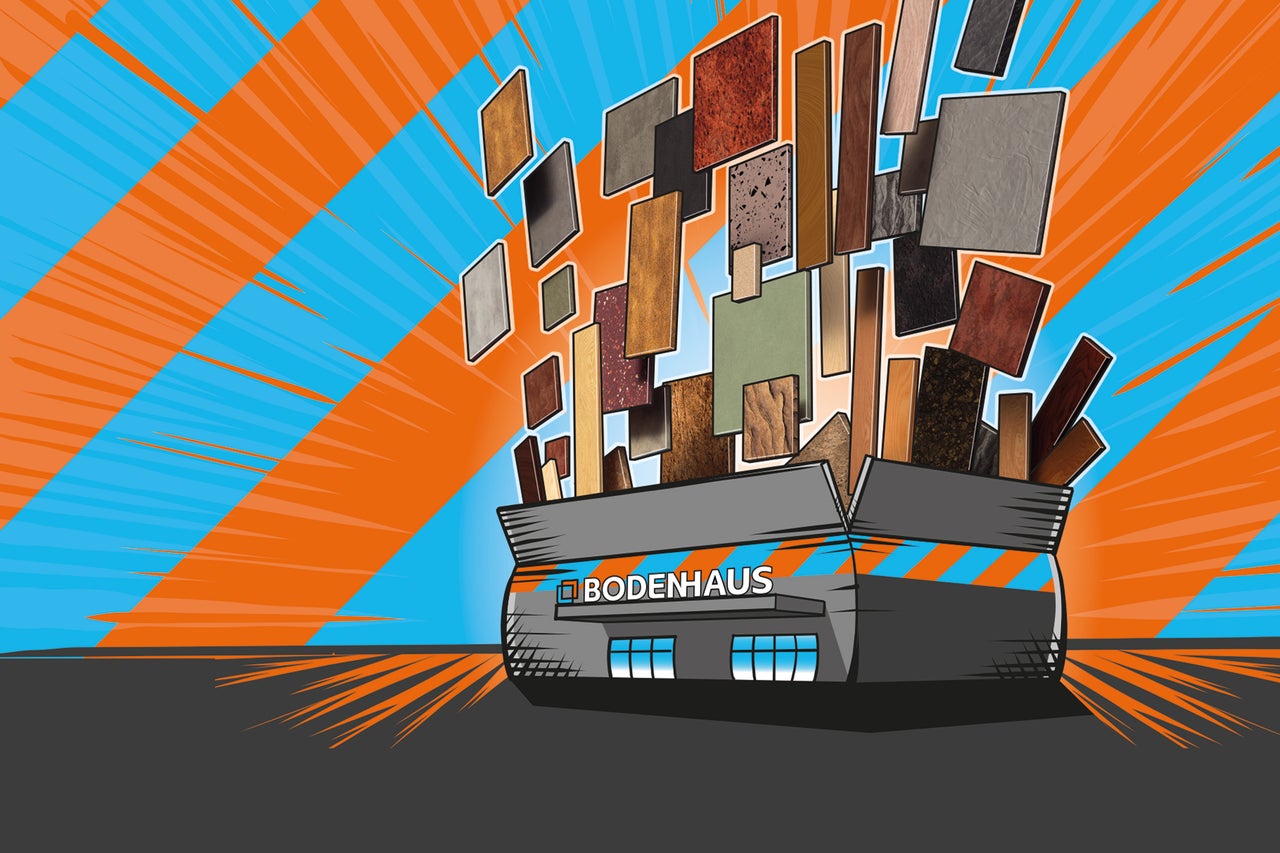 Bodenhaus Illustration mit verschiedenen Bodenbelägen